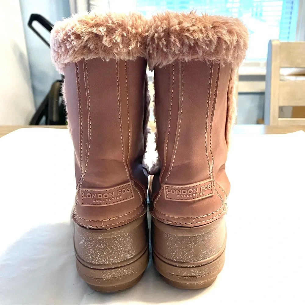 London Fog Collection Winter Snow boots Pink with pink faux fur SZ 3. Worn once